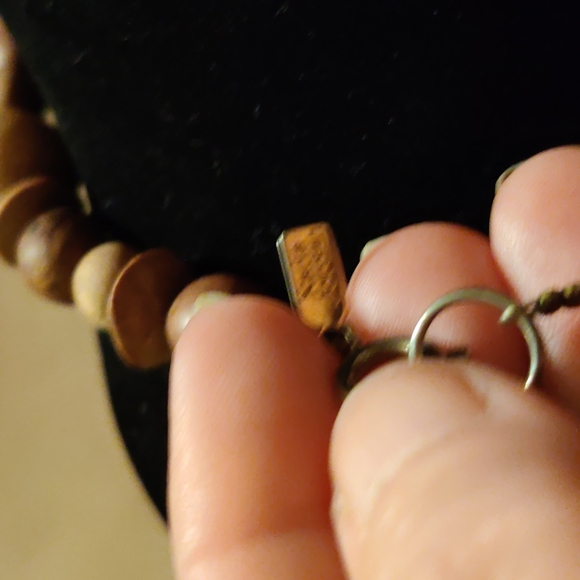 Handmade Inlaid Wood And Wood Bead Necklace - Picture 6 of 8